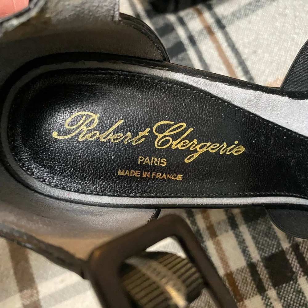 Robert Clergerie Black and Silver Wedge Sandals - Picture 13 of 16